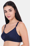 Floret Double Layered Wirefree Minimiser Bra - Navy Blue — thumbnail 3